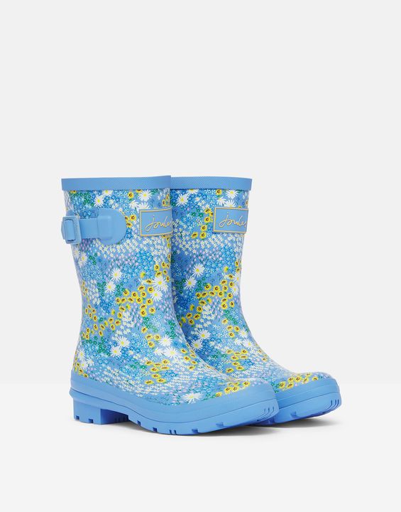 Joules Ladies Molly Welly Print Blue Ditsy