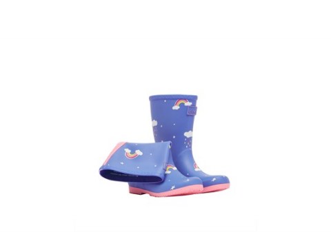 Jnr Roll Up Welly Blue Cloud